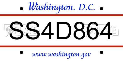 SS4D864 District Of Columbia License Plate