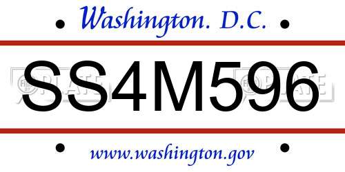 SS4M596 District Of Columbia License Plate
