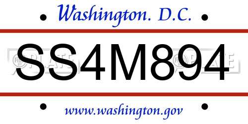 SS4M894 District Of Columbia License Plate