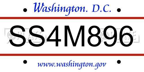 SS4M896 District Of Columbia License Plate