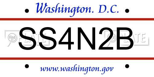 SS4N2B District Of Columbia License Plate