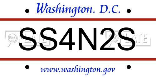 SS4N2S District Of Columbia License Plate