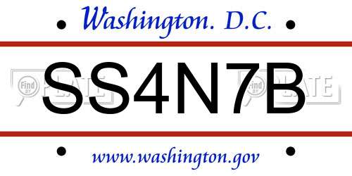 SS4N7B District Of Columbia License Plate