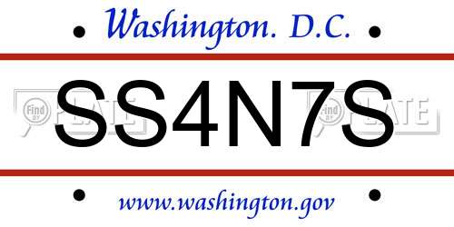 SS4N7S District Of Columbia License Plate