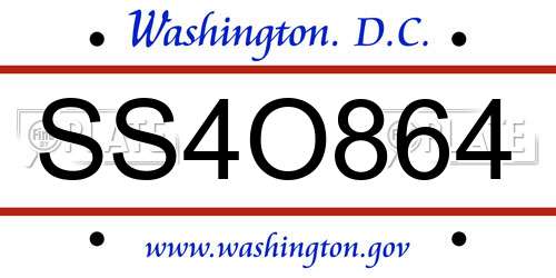 SS4O864 District Of Columbia License Plate
