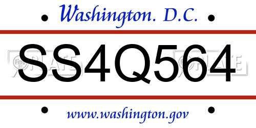 SS4Q564 District Of Columbia License Plate