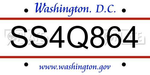 SS4Q864 District Of Columbia License Plate