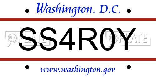 SS4R0Y District Of Columbia License Plate