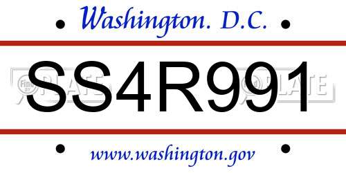 SS4R991 District Of Columbia License Plate