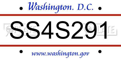 SS4S291 District Of Columbia License Plate