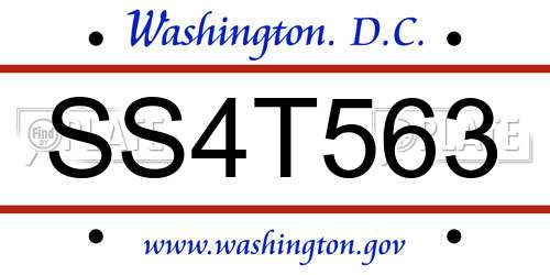 SS4T563 District Of Columbia License Plate