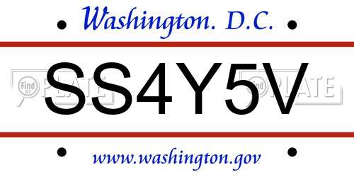 SS4Y5V District Of Columbia License Plate
