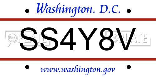 SS4Y8V District Of Columbia License Plate