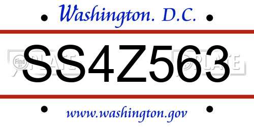 SS4Z563 District Of Columbia License Plate