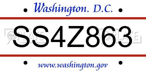 SS4Z863 District Of Columbia License Plate