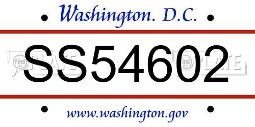 SS54602 District Of Columbia License Plate