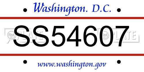 SS54607 District Of Columbia License Plate