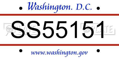 SS55151 District Of Columbia License Plate