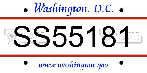 SS55181 District Of Columbia License Plate