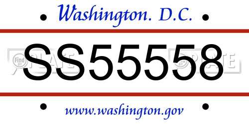 SS55558 District Of Columbia License Plate