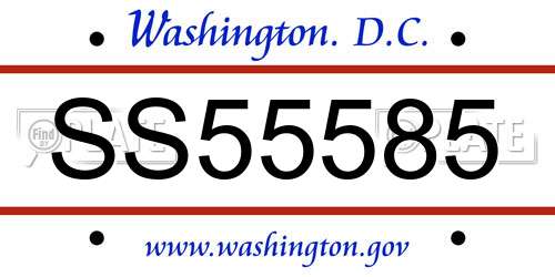 SS55585 District Of Columbia License Plate