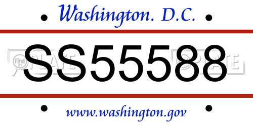 SS55588 District Of Columbia License Plate