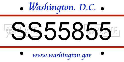 SS55855 District Of Columbia License Plate