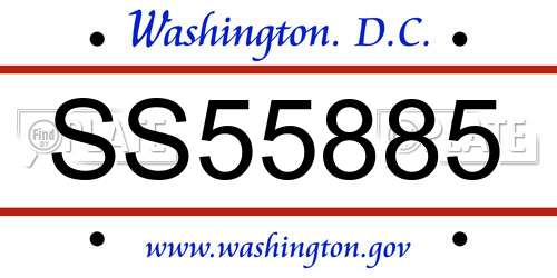 SS55885 District Of Columbia License Plate