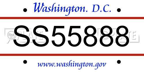 SS55888 District Of Columbia License Plate