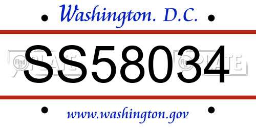 SS58034 District Of Columbia License Plate