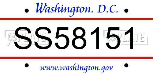 SS58151 District Of Columbia License Plate