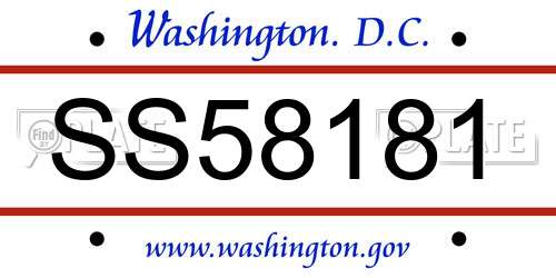 SS58181 District Of Columbia License Plate