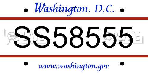 SS58555 District Of Columbia License Plate