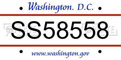 SS58558 District Of Columbia License Plate