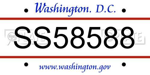 SS58588 District Of Columbia License Plate