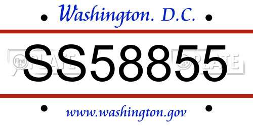 SS58855 District Of Columbia License Plate