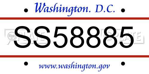 SS58885 District Of Columbia License Plate