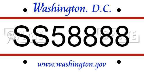 SS58888 District Of Columbia License Plate