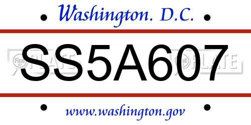 SS5A607 District Of Columbia License Plate