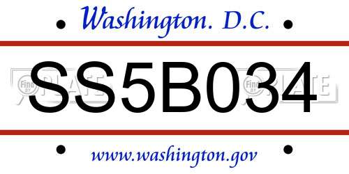 SS5B034 District Of Columbia License Plate