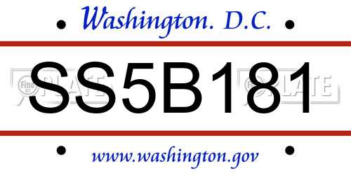 SS5B181 District Of Columbia License Plate