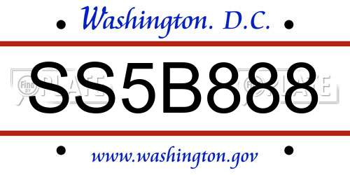 SS5B888 District Of Columbia License Plate