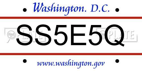 SS5E5Q District Of Columbia License Plate