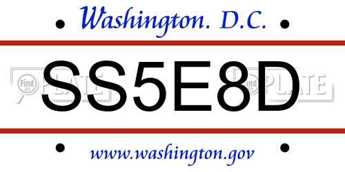 SS5E8D District Of Columbia License Plate
