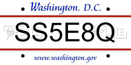 SS5E8Q District Of Columbia License Plate