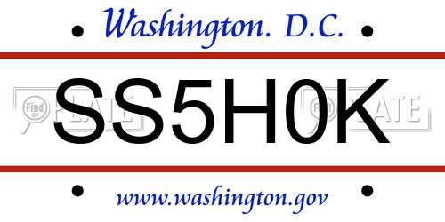 SS5H0K District Of Columbia License Plate