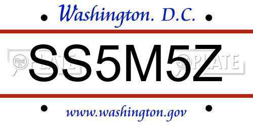 SS5M5Z District Of Columbia License Plate