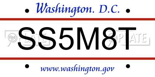 SS5M8T District Of Columbia License Plate