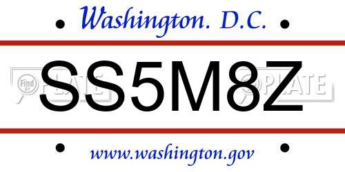 SS5M8Z District Of Columbia License Plate