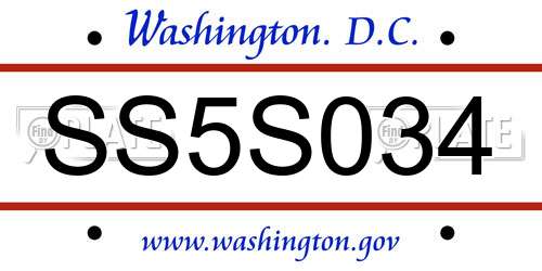 SS5S034 District Of Columbia License Plate